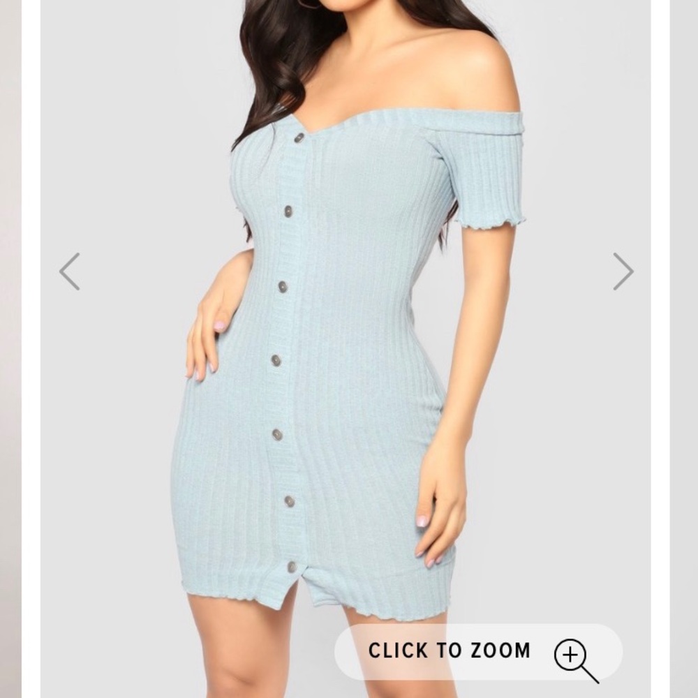 Light Blue Button Up Midi Dress